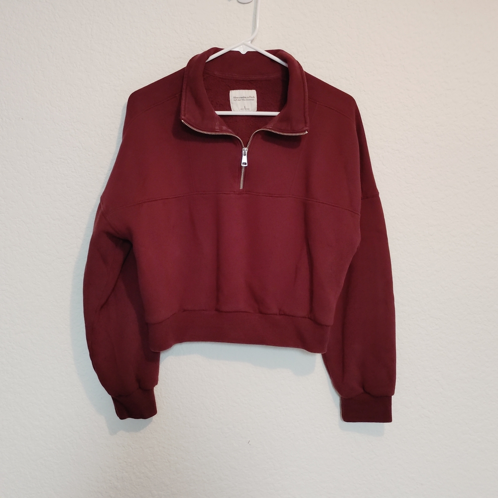 Abercrombie & Fitch Burgundy Half-Zip Sweater